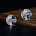 wholesale Metal material natural white crystal carved "Fortune in Sight" round bead spacer bead handmade craft DIY crystal bead string jewelry accessory-0-0