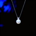 S925 Silver Moissanite Freshwater Single Pearl Pendant Necklace-0-2