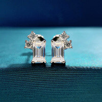 wholesale Metal: 925 Sterling Silver Zhuozhifan Jewelry New Geometric Ear Studs for Women, Personality Earrings, Ins Euro-American Cross-Border Hot Sales-E294 White Diamond &gt;925 Silver