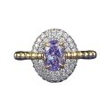 wholesale S925 Gold-Plated High-Carbon Diamond 5*7 Gentle Purple Diamond Ice-Cut S925 Silver Ring by Mujing New Collection, Live Broadcast New Arrival-0-4