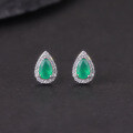 wholesale S925 Sterling Silver Exquisite Waterdrop Colored Gemstone Earrings with Crystal Topaz Ear Clips and Pear-Shaped Diopside Ear Accessories-0-3