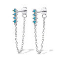 wholesale S925 Sterling Silver Micro-Paved Zircon Earrings for Women, Minimalist Luxury Small Brand High-End Long Drop Fringe Cross-Border Earrings-0-10