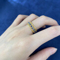 wholesale S925 Silver Gold-Plated Wide Blue Spinel Ring, New European and American Cross-Border Ins Style Stackable Ring-0-3