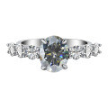 wholesale S925 Sterling Silver Cross-Border Wholesale 2-Carat Oval Moissanite High-End Silver Jewelry Women's Ring Accessories Men's-0-6
