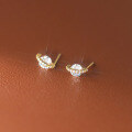 wholesale S925 Sterling Silver Planet Stud Earrings with Diamond Inlay, French Elegance for Pierced Ears, Minimalist Style Earrings M02557-0-4