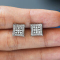S925 Sterling Silver Rhombus Hip-hop Cubic Zirconia Stud Earrings-0-0