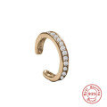wholesale S925 Sterling Silver C-Shaped Geometric Single Ear Cuff with Row Diamonds for Non-Pierced Ears-0-0