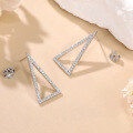 wholesale S925 Sterling Silver Cross-Border New Triangle Moissanite Earrings, Simple and Fashionable Geometric Hollow-Out Earrings for Women-0-0