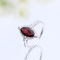 wholesale S925 Silver Inlaid Natural Gemstone Ring with Luxurious High-End Natural Garnet, Live Stream Supply, Ready Stock-0-3
