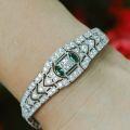 wholesale Gold-Plated 925 Silver Bracelet with High-Carbon Diamond Muzo Green Art Deco Decoration, Versatile Jewelry for Women's Parties and Events-0-1