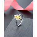 wholesale S925 Sterling Silver Citrine Ring for Women, Korean-style Fashion Minimalist Diamond-accented Open Band, Unique Design Jewelry-0-3