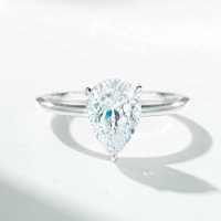 18K Gold Plated S925 Silver D Color Moissanite Water Drop Ring-Silver Zircon - CBJZ561  9