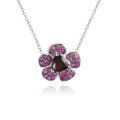 wholesale S925 Silver Designer Natural Amethyst Pendant Floral Design Colored Gemstone Necklace-0-7
