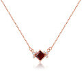 wholesale S925 Sterling Silver Plated in 18k Rose Gold Korean Minimalist Rhombus Gemstone Necklace Brightening Skin Tone with Natural Garnet-0-0