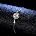 925 Silver Moissanite Round Bezel Simple Women's Bracelet Live Factory Direct-0-2