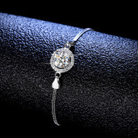 925 Silver Moissanite Round Bezel Simple Women's Bracelet Live Factory Direct-1 carat (eight hearts and eight arrows zircon)  925 silver