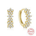wholesale S925 Sterling Silver Super Sparkly Single Row Petal Diamond-Studded Ear Hoop Clasp Earrings for Women,-0-0