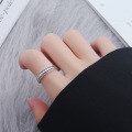 wholesale S925 Sterling Silver Japanese and Korean Heart-to-Heart Connected Ring, Creative Design Minimalist Jewelry Gift Adjustable Ring-0-3