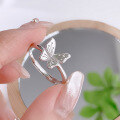 wholesale S925 Sterling Silver Light Luxury Butterfly Ring for Women, Small and Exquisite Minimalist Design, Elegant and Versatile Sweet Stackable Adjustable Finger Ring-0-0