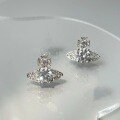 925 Silver Saturn Earrings with 1-2ct Moissanite and Zirconia-0-0