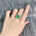 wholesale S925 sterling silver style simulated emerald cut 10*12 rectangular cross-border ring for women-0-3