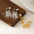 wholesale S925 Sterling Silver Light Luxury Retro Chain Tassel Bead Earrings Design Ear Jewelry for Women M05315-0-3