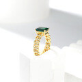 wholesale S925 gold-plated sterling silver minimalist modern style 3-carat lab-grown emerald chain ring-0-2