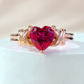 wholesale 925 Silver New High Carbon Diamond Ring 7*7 Heart-shaped Ruby Simple European and American Ins Style Hot-selling Live Stream-0-0
