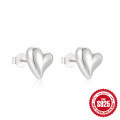 wholesale S925 Sterling Silver Geometric Smooth Double-Layer Teardrop Heart Stud Earrings, Trendy INS Minimalist-0-6
