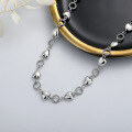 wholesale S925 Sterling Silver Trendy Bohemian Style Handmade Linked Heart Necklace Women's Minimalist Design Collarbone Chain-0-3