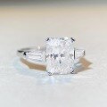wholesale Silver Emerald Cut Moissanite Ring Radiant Cut 4 Carat Diamond Ring Fancy Shape Ring D Color Moissanite Ring for Women-0-1