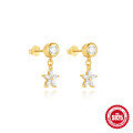 wholesale 925 Sterling Silver Metal with Marquise-cut Diamond and Pearl Earrings, Small Ins Style-0-4