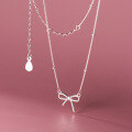 wholesale S925 Sterling Silver Bow Short Collarbone Chain Korean Style Sweet Minimalist Niche Necklace D9422-0-3
