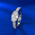 wholesale S925 Sterling Silver White Warrior 2-carat Oval 6*9mm Pigeon Egg-shaped Fashion Commuter Ring-0-5