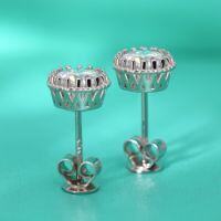 wholesale S925 Sterling Silver Moissanite Web Stud Earrings for Women, Small Design Earrings with Elegant and High-End Feel, Round Diamond Earrings-carat + 1 carat (high carbon diamond) earrings 925 silver