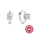 wholesale 925 Sterling Silver New Super Sparkling Single Diamond Versatile Fashion Ear Hoop Ear Clasp Earrings-0-6