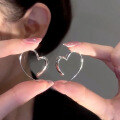 wholesale S925 sterling silver shining heart earrings for women, minimalist, versatile, student-friendly-0-2