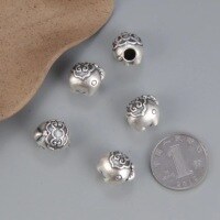 wholesale Silver S999 Horizontal Hole Auspicious Cloud Small Elephant Accessory Vintage Large Hole Silver Elephant Ornament DIY Crystal Beading Material-One lucky elephant (approximately 10*12 mm)