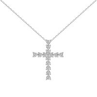 wholesale S925 Sterling Silver Korean Style INS Cross Design Pearl Opal Stone Choker Necklace for Women-DY190492-SW-WH 925 silver