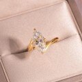 wholesale S925 Sterling Silver Golden Moissanite Ring Marquise Main Stone Simple and Luxurious Design Women's Commuting Best Seller-0-1