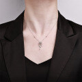 S925 Sterling Silver Firework Tassel Necklace with Zirconia-0-2