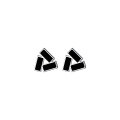 wholesale S925 silver geometric rectangular earrings for women, Korean-style minimalist black triangle earrings G7024-0-4