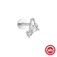 wholesale S925 Sterling Silver Geometric Star Stud Earrings with Crystal Accents-Single gold #2