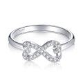 wholesale 925 Sterling Silver Bow Heart Ring for Women, Cross-Border Europe and America, Ins Style Silver Ring-0-4