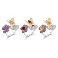 wholesale 925 Silver Designer Natural Amethyst Ring with Nature-Inspired Butterfly and Floral Open Adjustable Ring-0-4