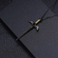 wholesale S925 silver dark-themed designer high-end dagger pendant with Gothic style and natural gemstone necklace-0-2