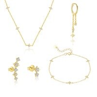 wholesale S925 Sterling Silver Star-shaped Ear Studs With Zircon Accents, Cross-border Fashion, Unique European And American Trendy Design-Single five-piece set 925 silver