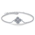 Sterling Silver Moissanite Four-Leaf Clover Dainty Minimalist Wholesale Bracelet-0-3