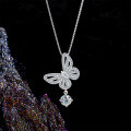 S925 Sterling Silver Moissanite Queen Iris Pendant Necklace-0-1