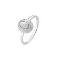 wholesale S925 Sterling Silver Geometric Oval Opal Ring for Women, Minimalist and Chic-0-5